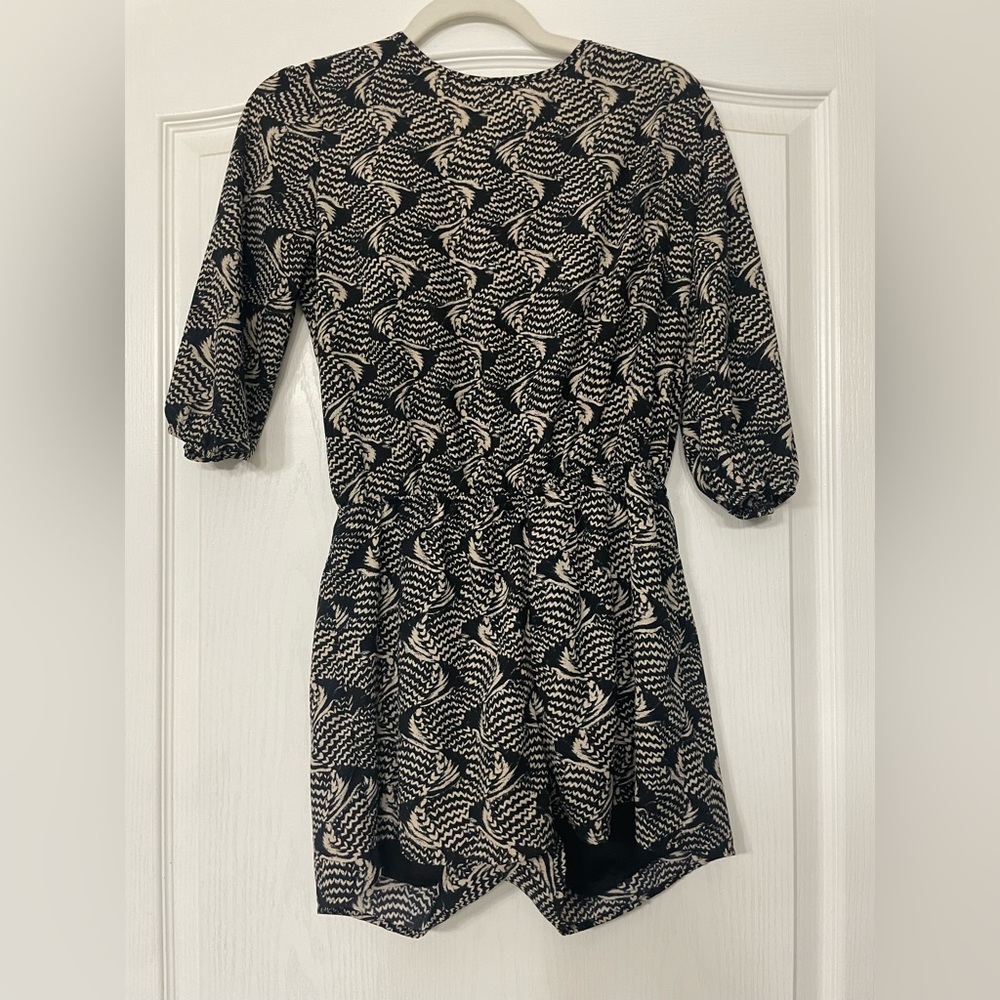 Black and Beige Romper with Open Back Size Small